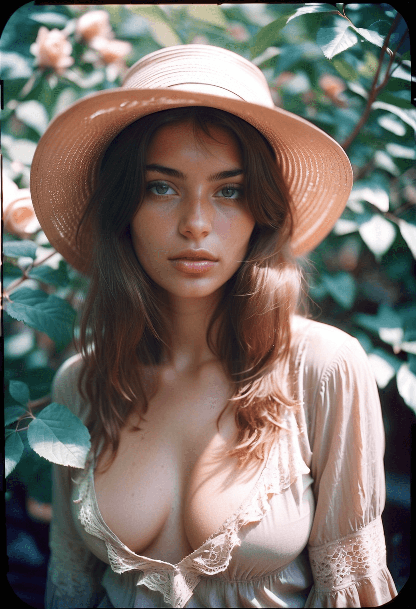 AI generated: analog color film photograph of a beautiful eastern European woman with light colored perfect eyes, ...
