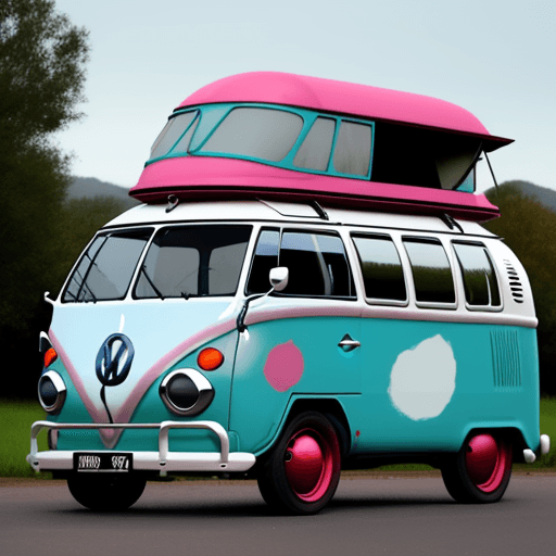 AI generated: old volkswagen bulli painted like the 1960's