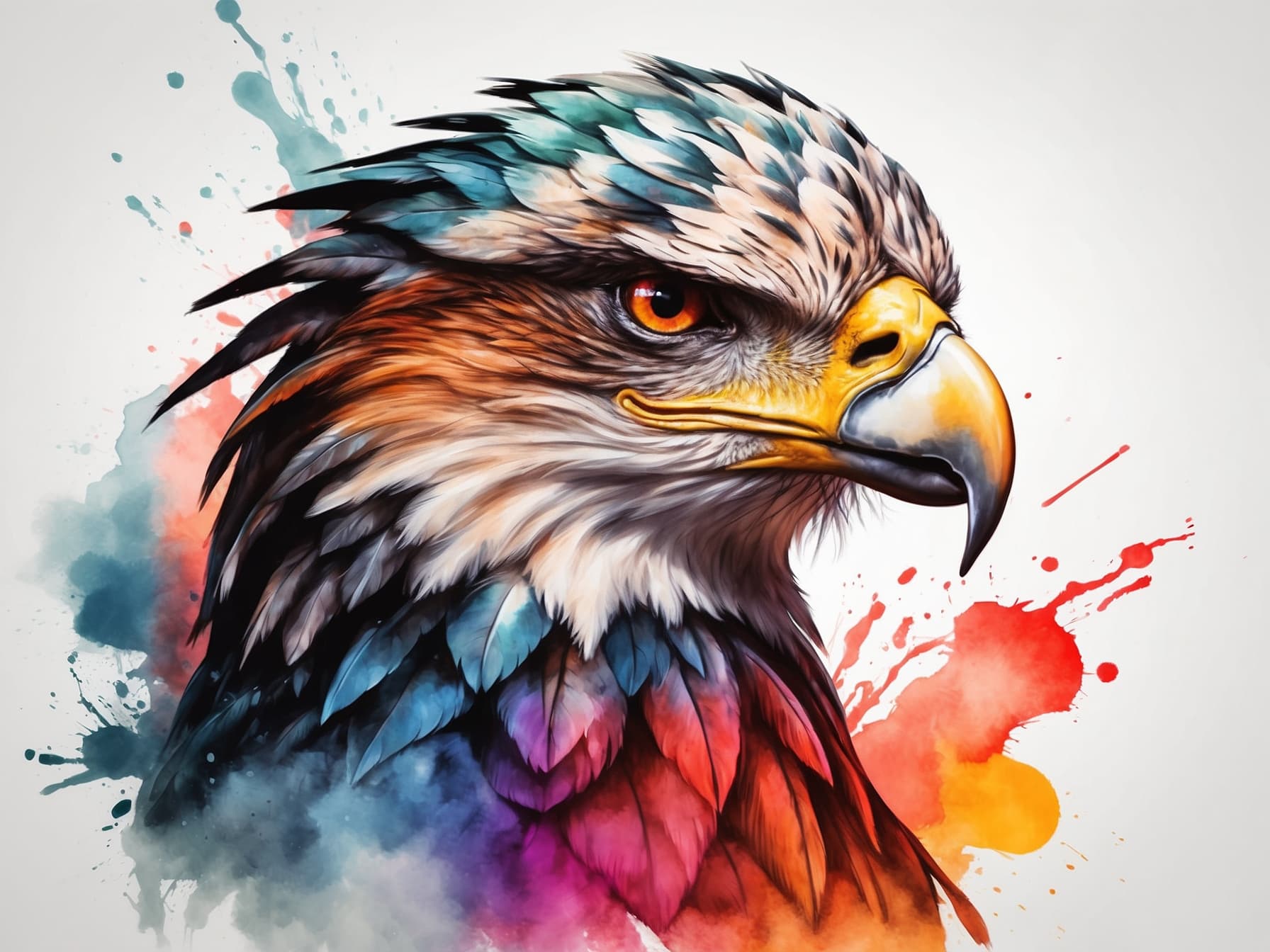 AI generated: a close up of a bird of prey on a white background, an airbrush painting by Petros Afshar, behance, ...