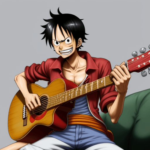 AI generated: luffy, one piece, luffy playing the guitar 