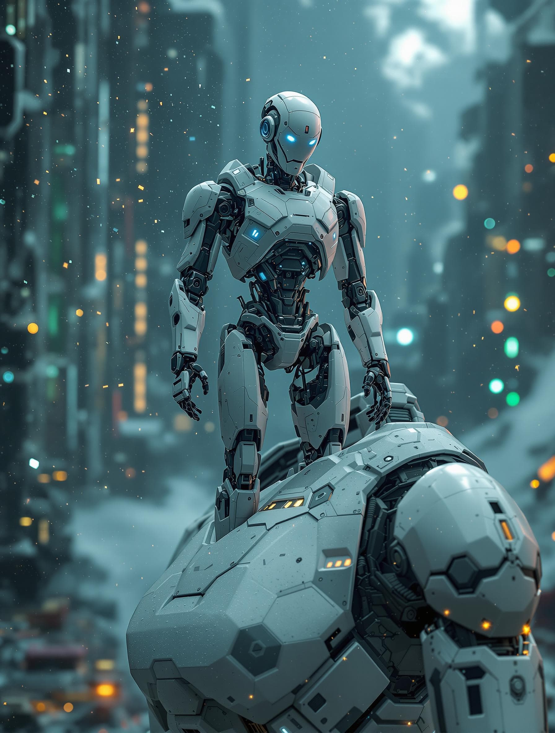 AI generated: Give me a picture of the world in 2070 after the robots and artificial intelligence take over.  