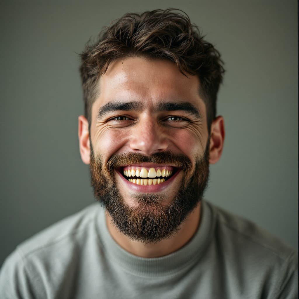 AI generated: Man  with gold teeth 
