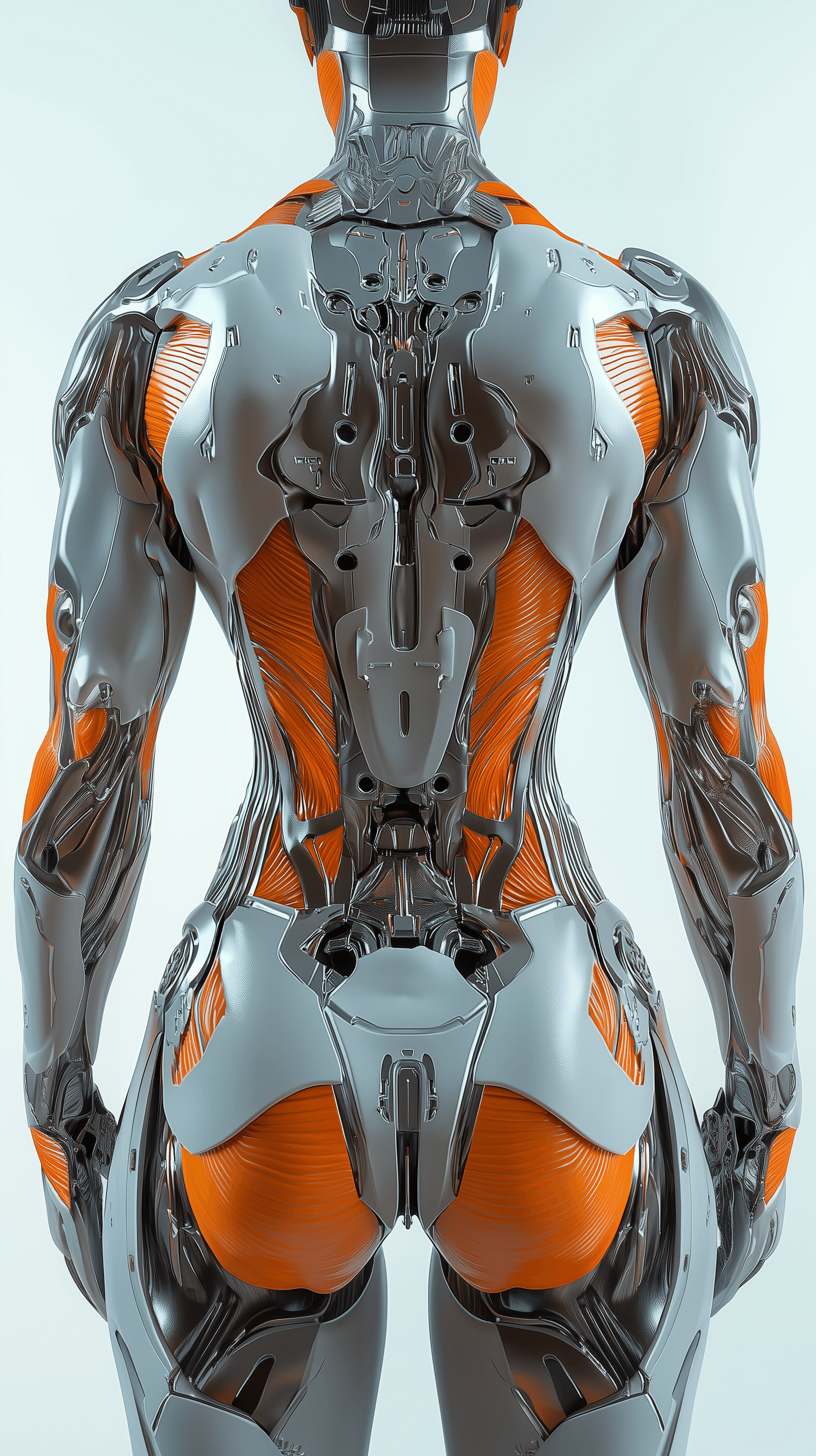 AI generated: close-up rear view, body, perfect composition, model with advanced cybernetic enhancements, capturin...
