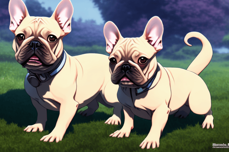 AI generated: a single french bulldog, cute, kawaii, ultra-detailed, hd, anime, design by makoto shinkai, Granblue...