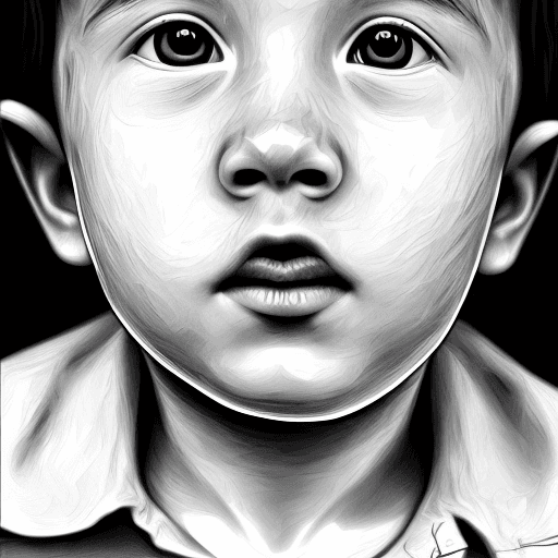 AI generated: sketch of a little boy's face, expressive line-work, in the style of beautiful portraits --ar 35:64 ...