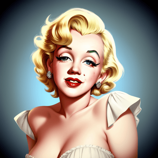 AI generated: Charming surreal dreamlike 1950s vintage caricature portrait Marilyn Monroe.