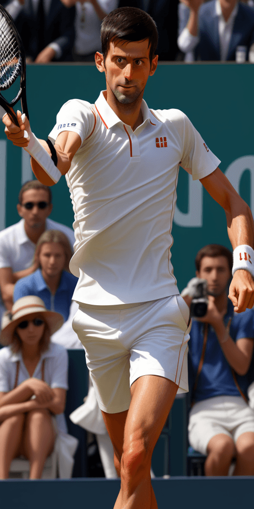 AI generated:  Novak Djokovic marche aux cotés de jesus chist