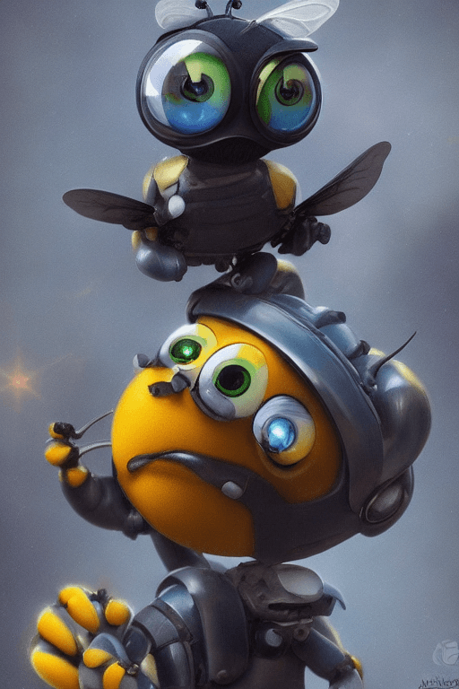 AI generated: Masterpiece, best quality, (one cute bee:1.2), big eyes, (pixar character:1.2), incredible detail, w...