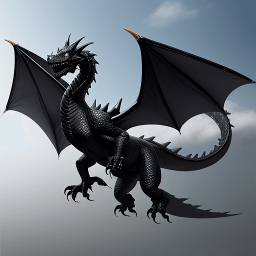 AI generated: black dragon, Friendly, nice, helpful, flying, friendly, photorealistic