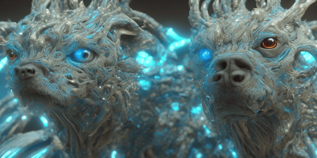 AI generated: Alpha Dog close-up portrait ribcagel.  bioluminiscent creatures, intricate artwork . octane render, ...