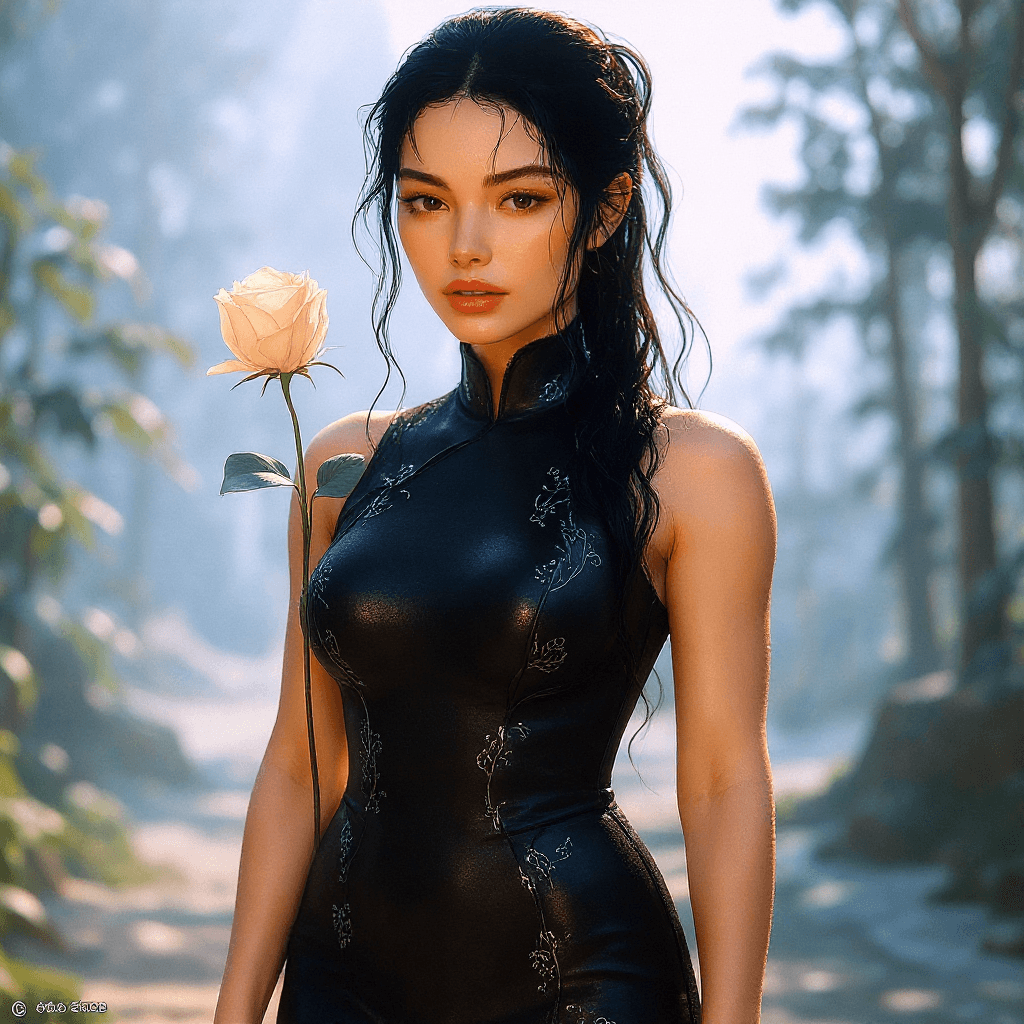 AI generated: Beautiful Curvy body. Voluptuous curvaceous tall woman. Objectively beautiful. Exotically Entrancing...
