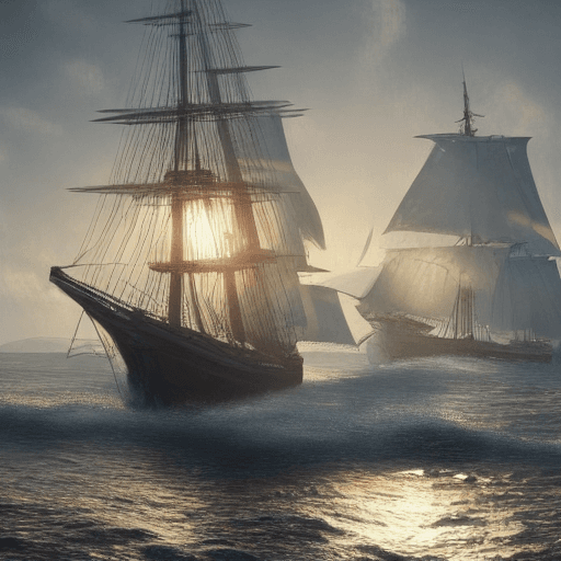 AI generated: Photo of a ultra realistic sailing ship, dramatic light, pale sunrise, cinematic lighting, battered,...