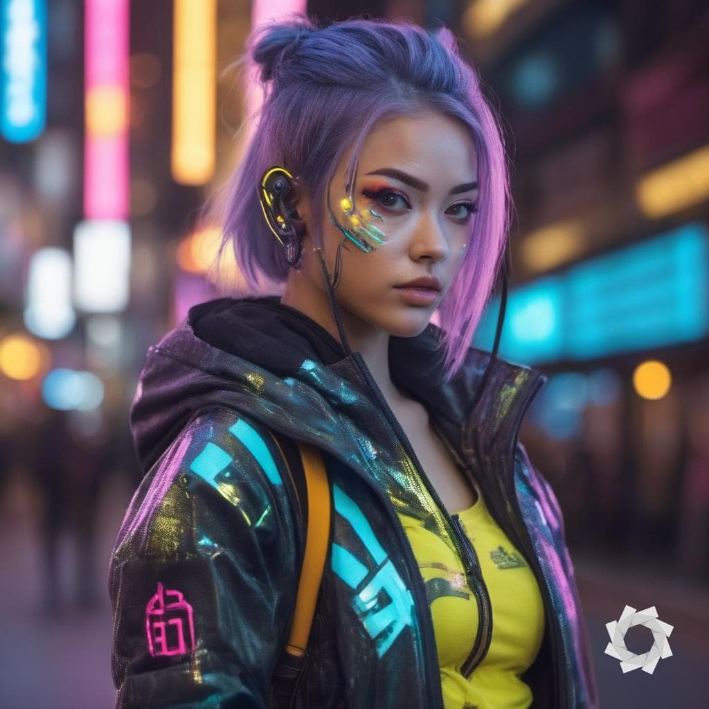 AI generated: Chloe Bailey as a futuristic girl, kawaii style {style Detailed body painting beautiful neon operato...