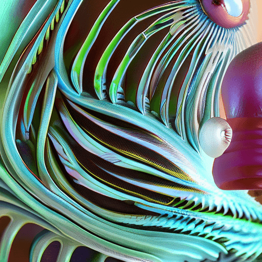 AI generated: Goddess close-up portrait ribcagel. jellyfish phoenix head, nautilus, orchid, skull, betta fish, bio...