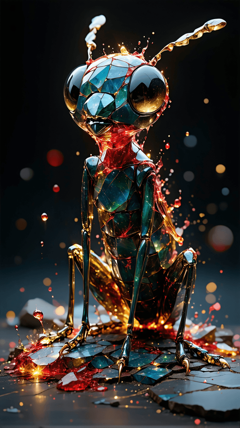 AI generated: (inspired by Alena Aenami:0.5), magical beautiful, a perfect glass mosaic of ant marble sculpture li...
