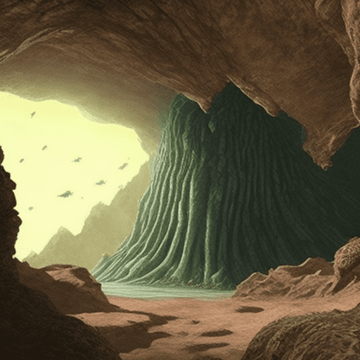 AI generated: cthulu, the future, the background resembles a monstruous cave, the style is ultra-realistic