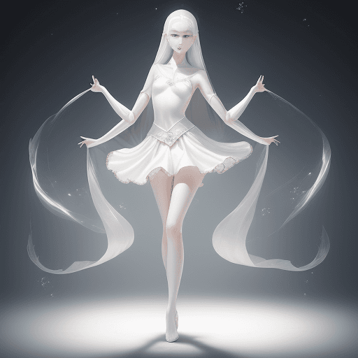 AI generated: a gorgeous girl with delicate features,full body,sliver big eyes,pale white skin,Gauze skirt, slende...