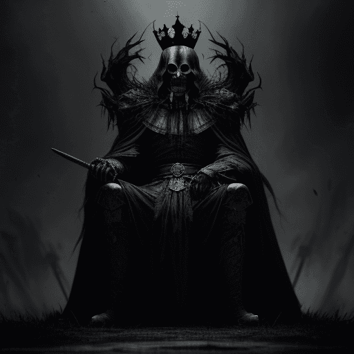 AI generated: The king of death on the battlefield awaits the souls alone