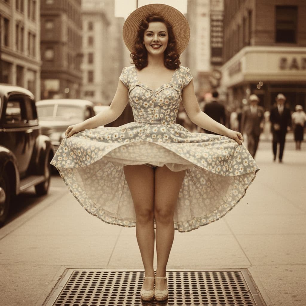 AI generated: ULTRA 8k LIFELIKE 1940's MARIYLYN MONROE INSPIRED 35 year old PINUP MODEL. Medium height, naturally ...