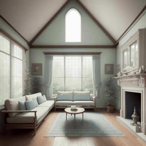 AI generated: High resolution photography interior design, dreamy sunken living room conversation pit, wooden floo...