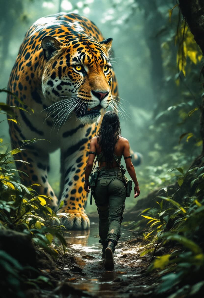 AI generated: Highly detailed, and ultra-high definition digital illustration of A Brazilian female soldier in jun...