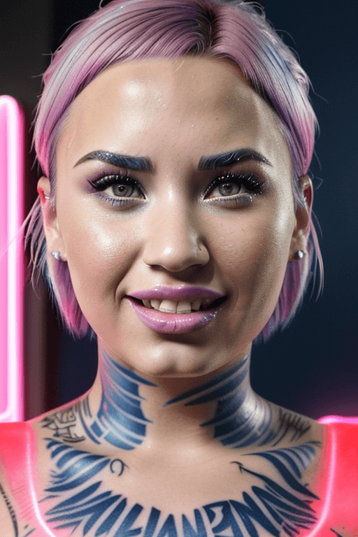 AI generated: Demi Lovato close-up photo, complex, detailed, soft lighting, cinematic UDHD, Soft natural makeup, f...