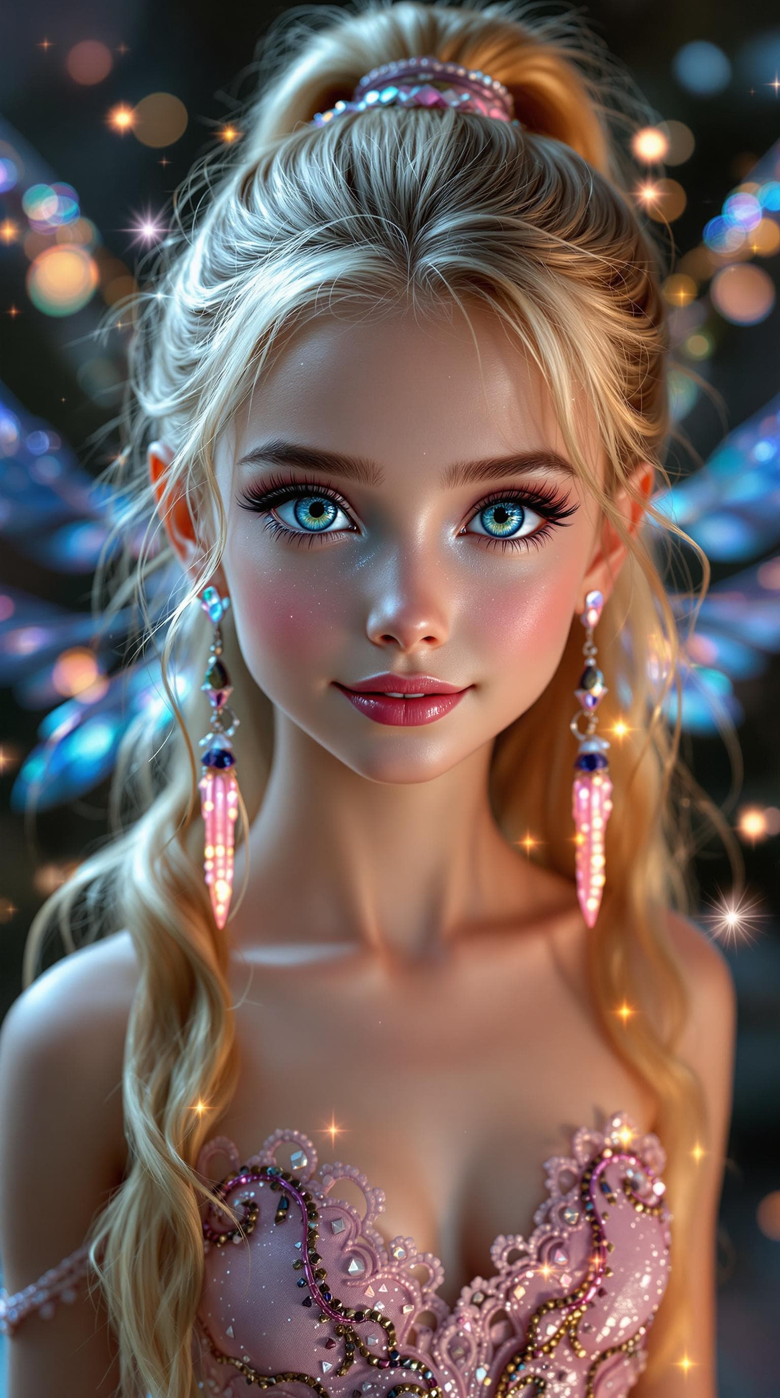 AI generated: a professional photo of a exceptionally beautiful girl Fairy (age 11) (full Body),(futuristic),(mast...