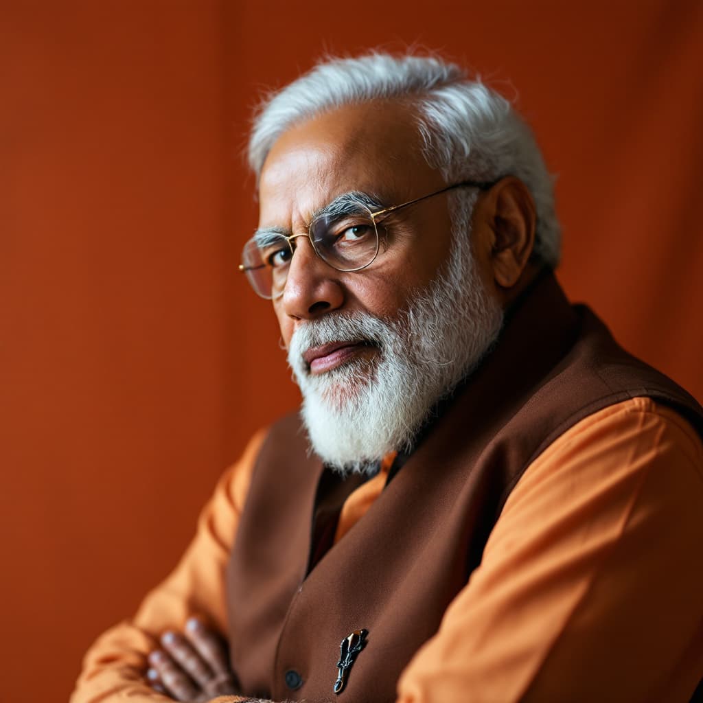 AI generated: narendra modi half body photography