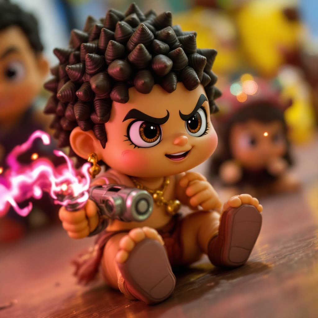 AI generated: need prompt for " fun loaded baby god vinyaka action "