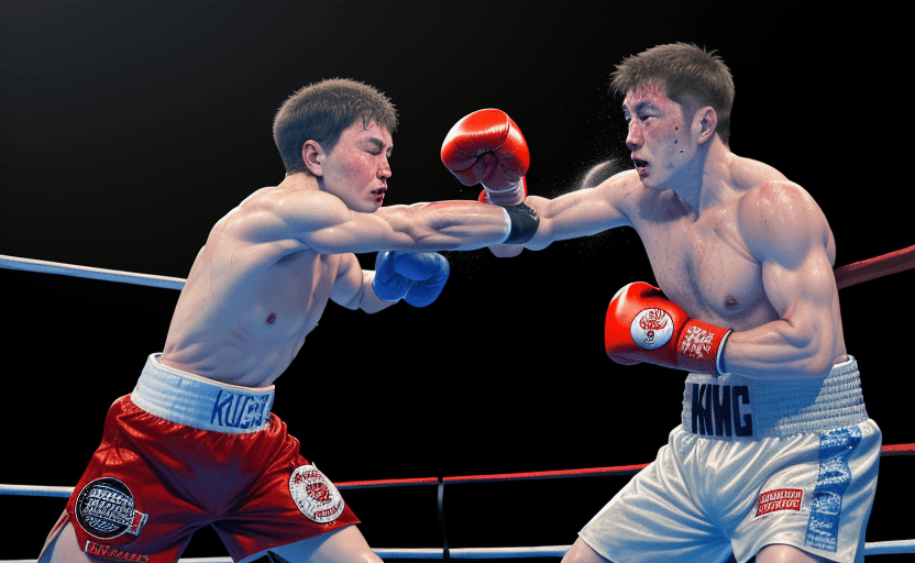 AI generated: a violent boxing match, a boxer elon musk punches a boxer in the face mark zuckerberg, anime, manga ...