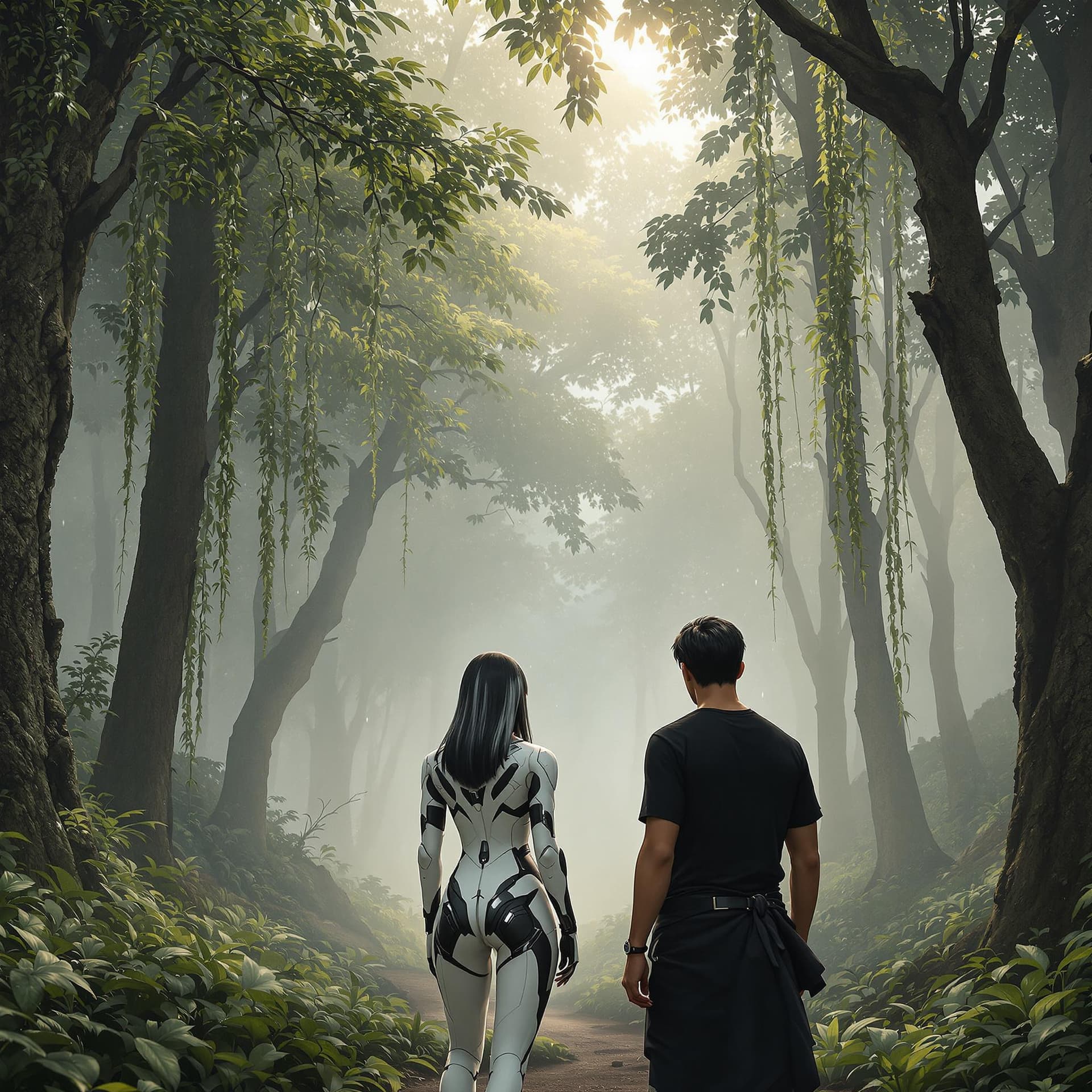 AI generated: The morning mist clings to the towering trees as SekarX and Raka stand at the forest’s entrance. The...