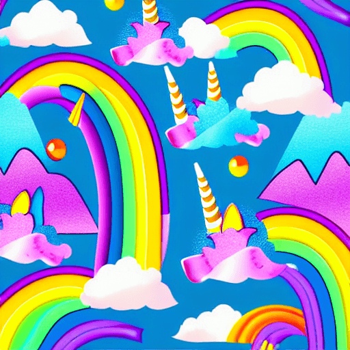 AI generated: Illustration of a unicorn candy land with naturalistic collage texture. 