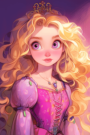 AI generated: A cute and cheerful princess, Radioactive style, with vibrant makeup, Grid art by Alex Toth, sparkli...