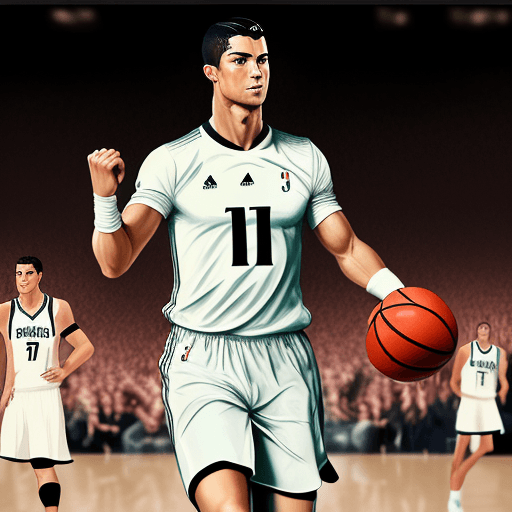 AI generated: The football player Cristiano Ronaldo as a basketball player
