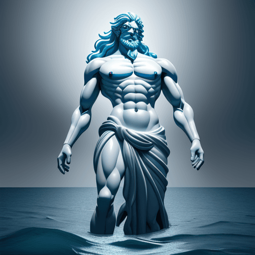 AI generated: Poseidon, greek mythology, one piece character, simetric body, full body, extremely detailed, cinema...