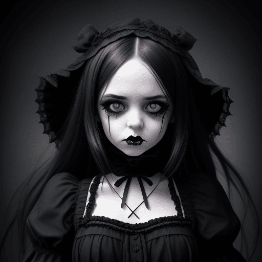 AI generated: Gothic girl, cute, in the style of Gothic fashion, expressive facial expressions, shot on a Sony a7I...