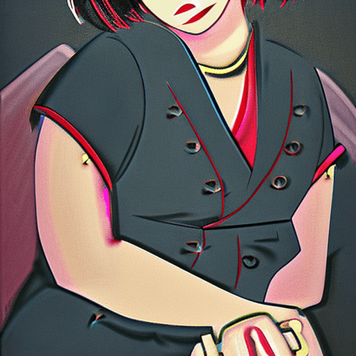 AI generated: a young, spectacled female yakuza aficionado, attired in dark, trendy urban fashion, traversing a un...