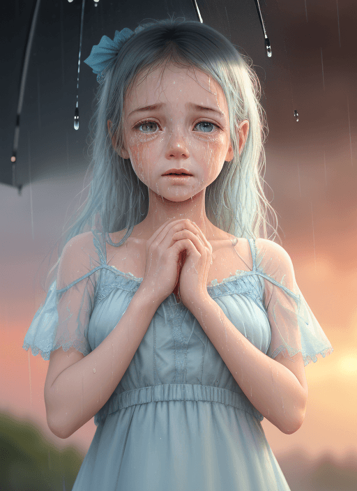 AI generated: A cute girl in a light blue lace dress, in the style of hyperrealism and photorealism, UHD image, so...