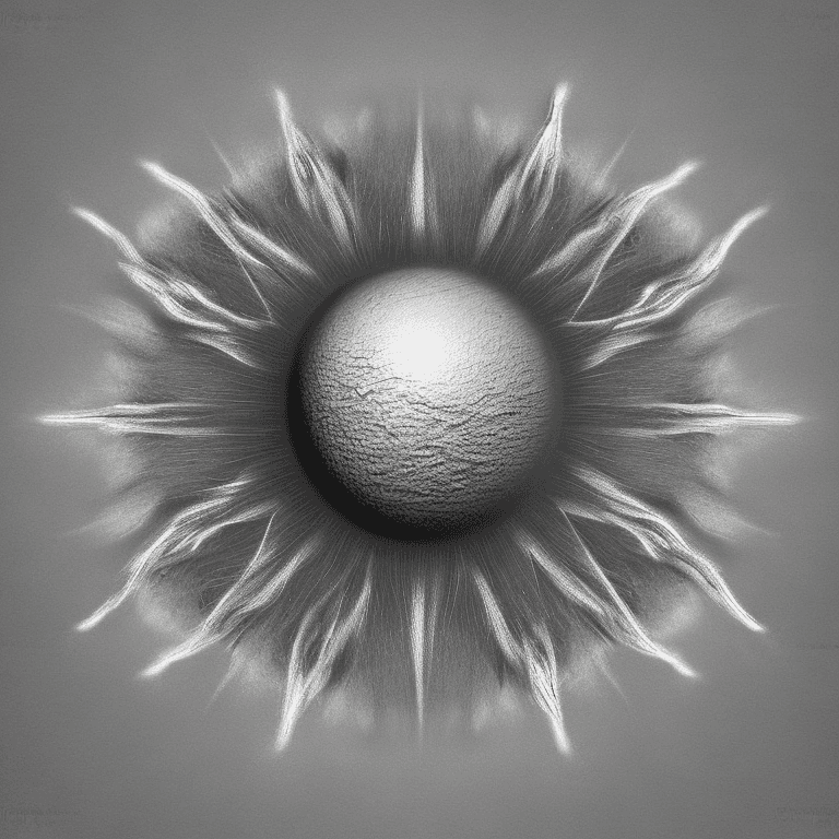 AI generated: Hyper realistic white sun on black background 