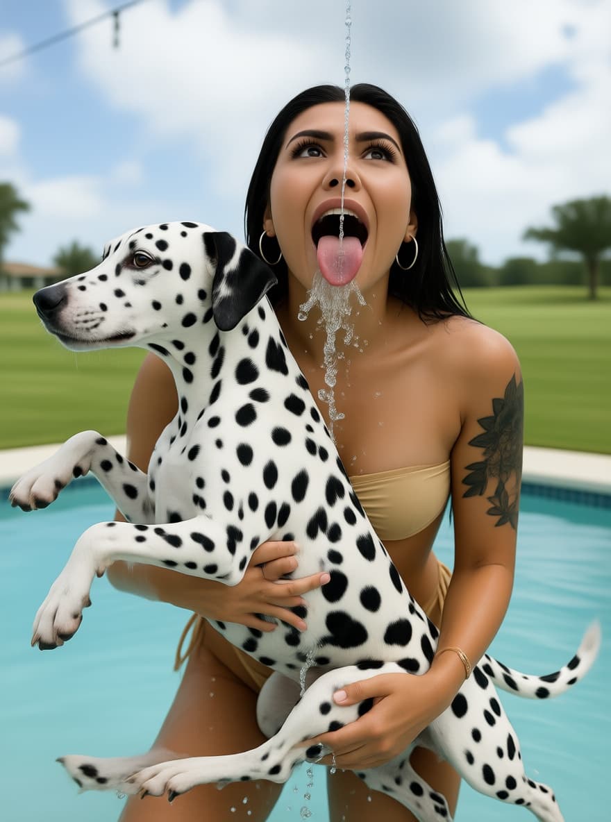 AI generated: Add Dalmatian humping woman doggystyle