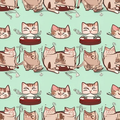 AI generated: seamless pattern, cat cartoon, water cooler, cute