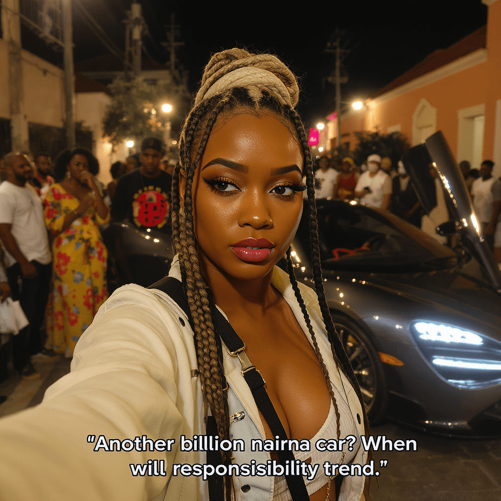 AI generated: A stunning 22-year-old Nigerian female blogger with natural glowing skin, trendy streetwear, and box...