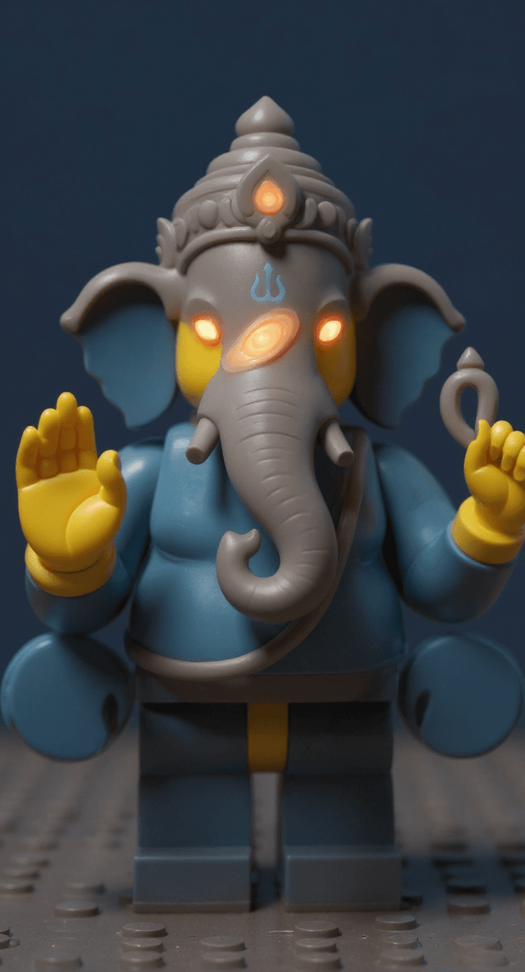 AI generated: mecro shot, Lego one piece, artistic color variations, GF32-64mm f/4 lens, studio lights