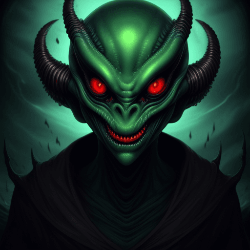 AI generated:  full picture of scary aliens creature that looks like evil from sea, green deadly red eyes, horror,...