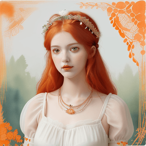 AI generated: A gentle cute woman fox, arte povera style, with transparent watercolor style by Matt Bors, outline,...