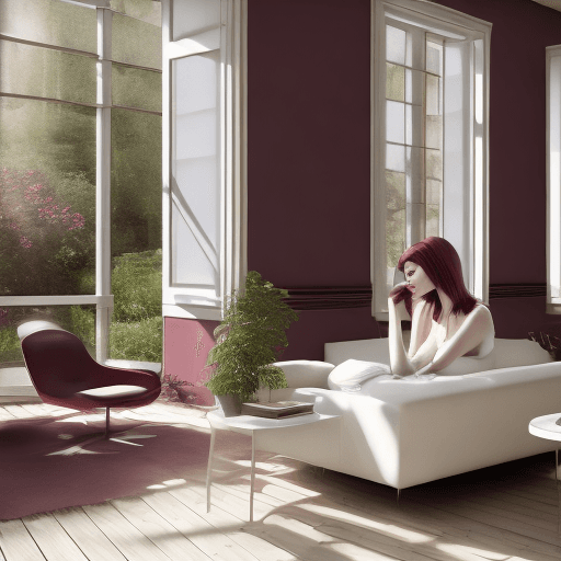 AI generated: High resolution cover photo featuring a woman model, burgundy color hair, 300mm f/5. 8, light silver...