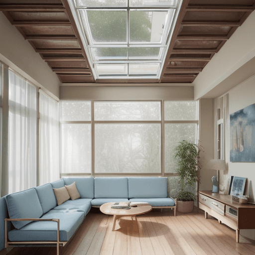 AI generated: High resolution photography interior design, dreamy sunken living room conversation pit, wooden floo...