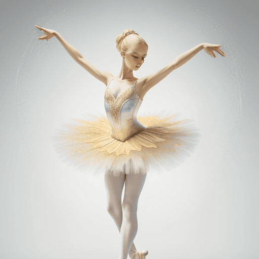 AI generated: Picture a stunning blonde classical ballerina, gracefully adorned in a form-fitting, captivating tut...