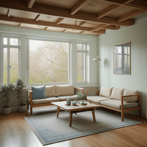 AI generated: High resolution photography interior design, dreamy sunken living room conversation pit, wooden floo...