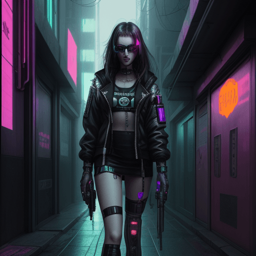 AI generated: street, tecnocratic system cyberpunk girl